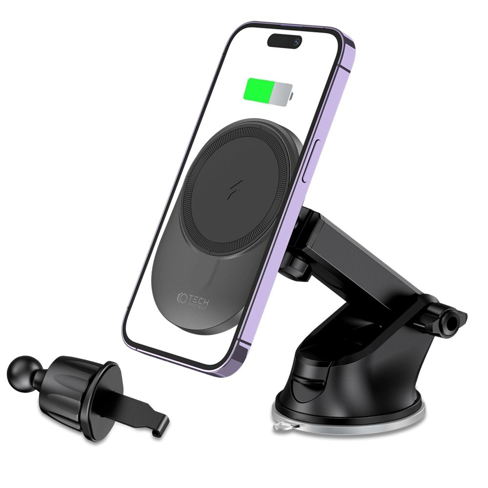 Tech-Protect MM15W-V1 Magnetic MagSafe Dashboard & Vent Car Mount Wireless Charger 15W Black