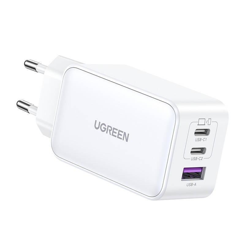 UGREEN CD244 Nexode wall charger, 2xUSB-C, USB-A 3.0, PD3.0, QC4.0, GaN, 65W (white)