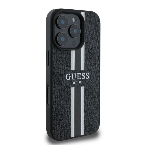 Case Guess GUHMP16XP4RPSK Apple iPhone 16 Pro Max hardcase 4G Printed Stripes MagSafe black