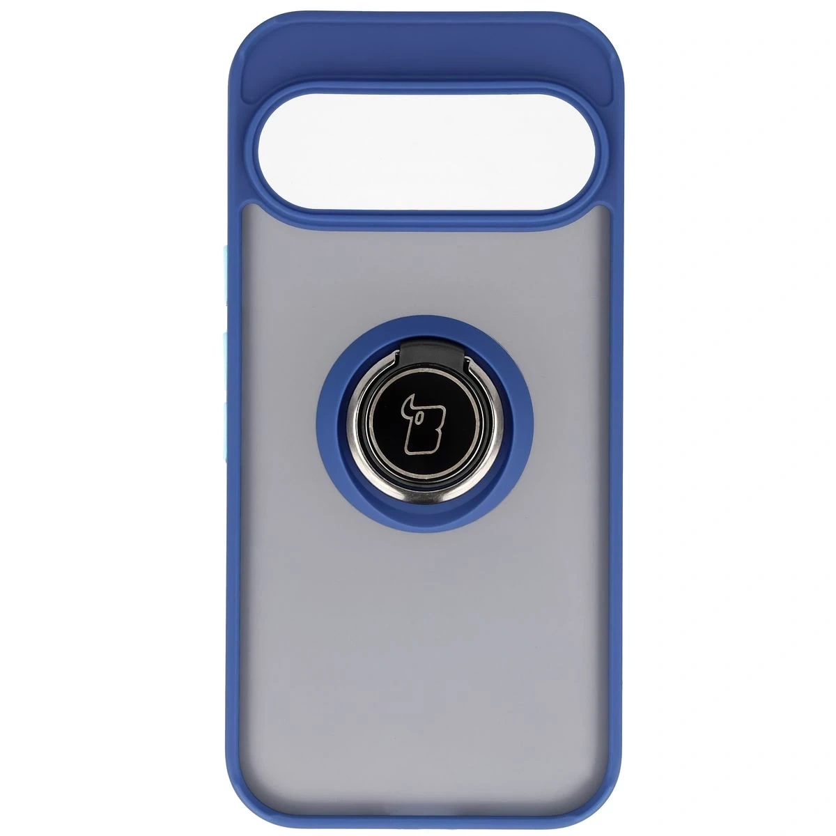 Etui z uchwytem na palec Bizon Case Hybrid Ring do Google Pixel 10 / 10 Pro przydymione z granatową ramką