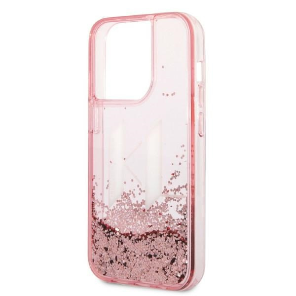 Karl Lagerfeld KLHCP14LLBKLCP Apple iPhone 14 Pro pink hardcase Liquid Glitter Big KL