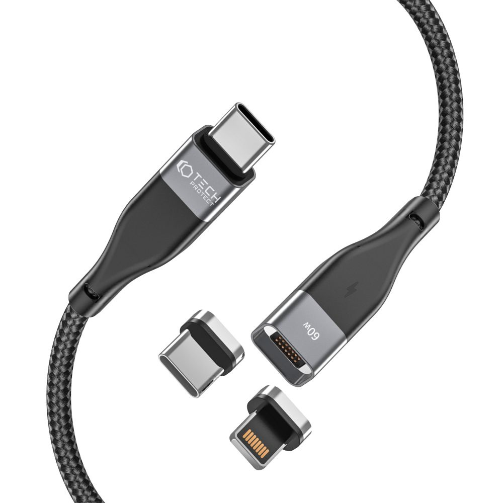 Tech-Protect Ultraboost 2in1 Magnetic Cable Lightning & USB-C PD 60W 3A 100cm Black