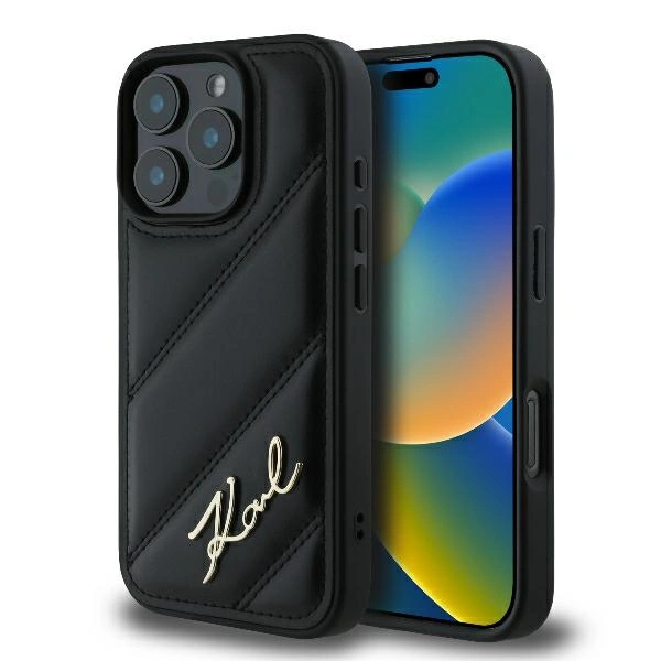 Case Karl Lagerfeld KLHCP16LPQDSMGK Apple iPhone 16 Pro hardcase Quilted Signature black