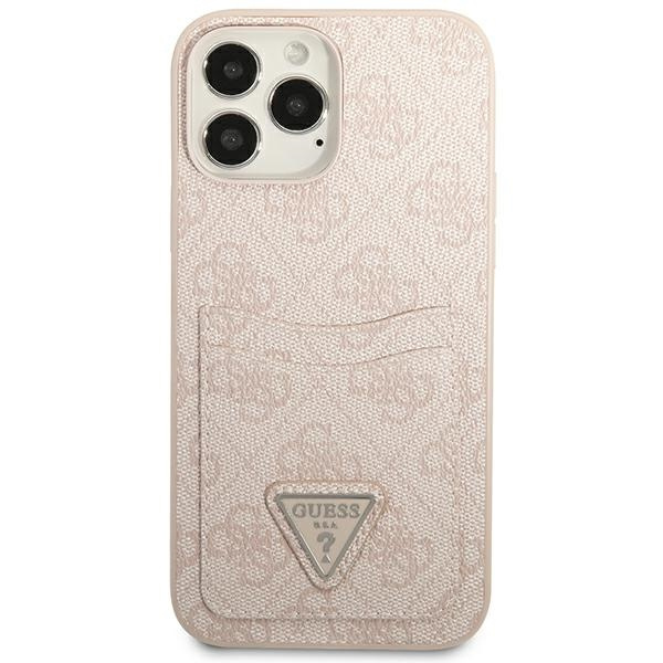 Guess GUHCP13XP4TPP Apple iPhone 13 Pro Max pink hardcase 4G Triangle Logo Cardslot