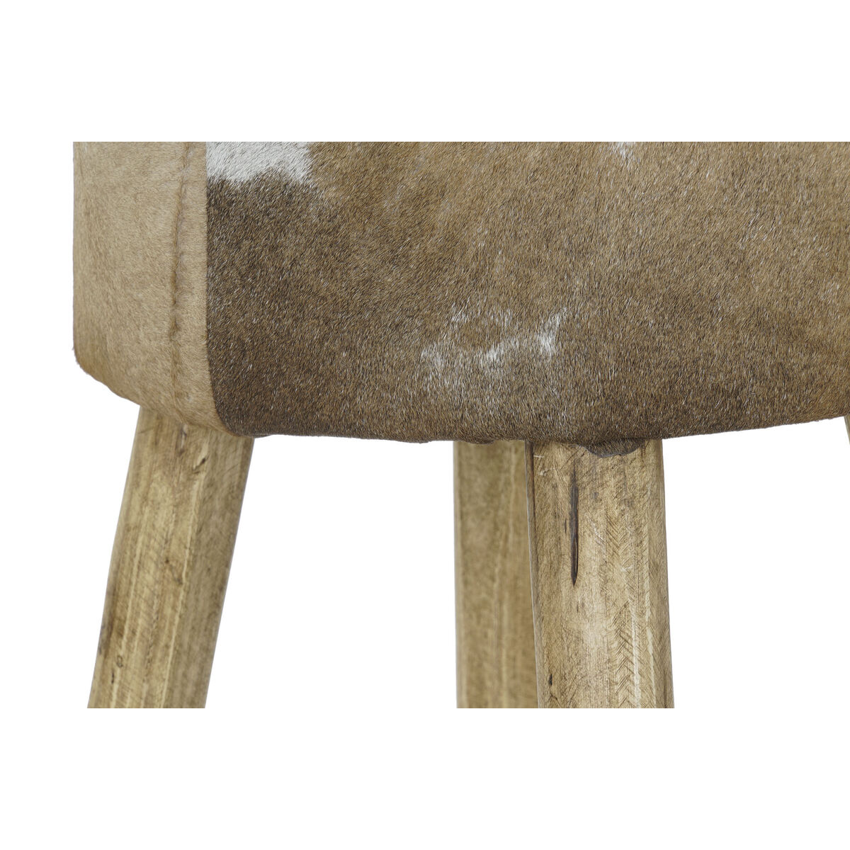 Hocker DKD Home Decor natürlich Holz Braun Haut Weiß (42 x 42 x 77 cm)