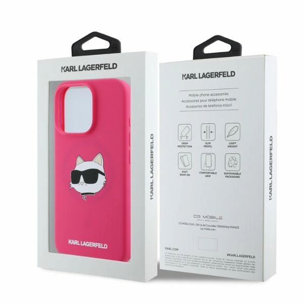 Case Karl Lagerfeld KLHMP16XSCHPPLF Apple iPhone 16 Pro Max hardcase Silicone Choupette Head Print MagSafe fuchsia