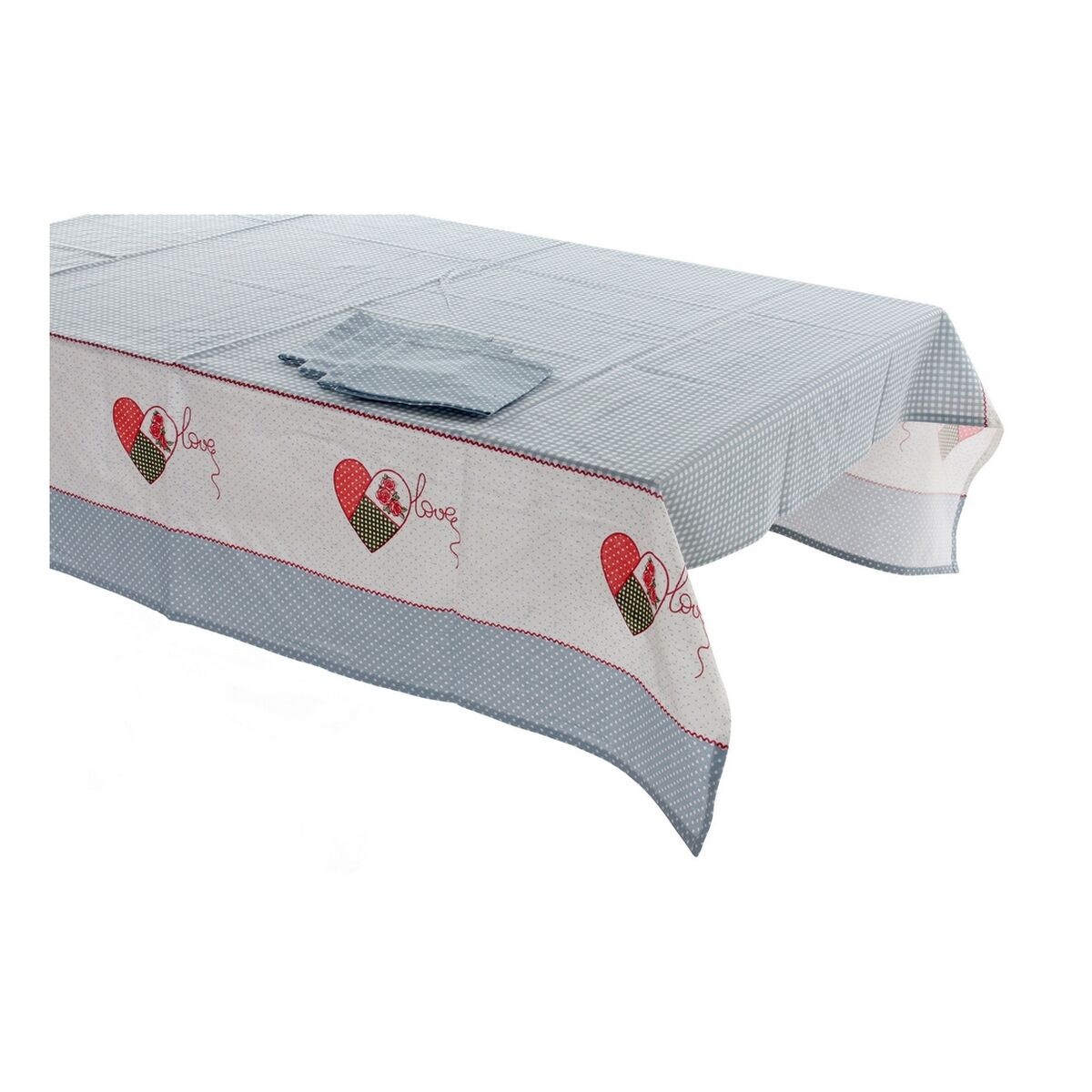 Tablecloth and napkins DKD Home Decor 8424001750399 150 x 1 x 150 cm Beige Blue (2 Units)