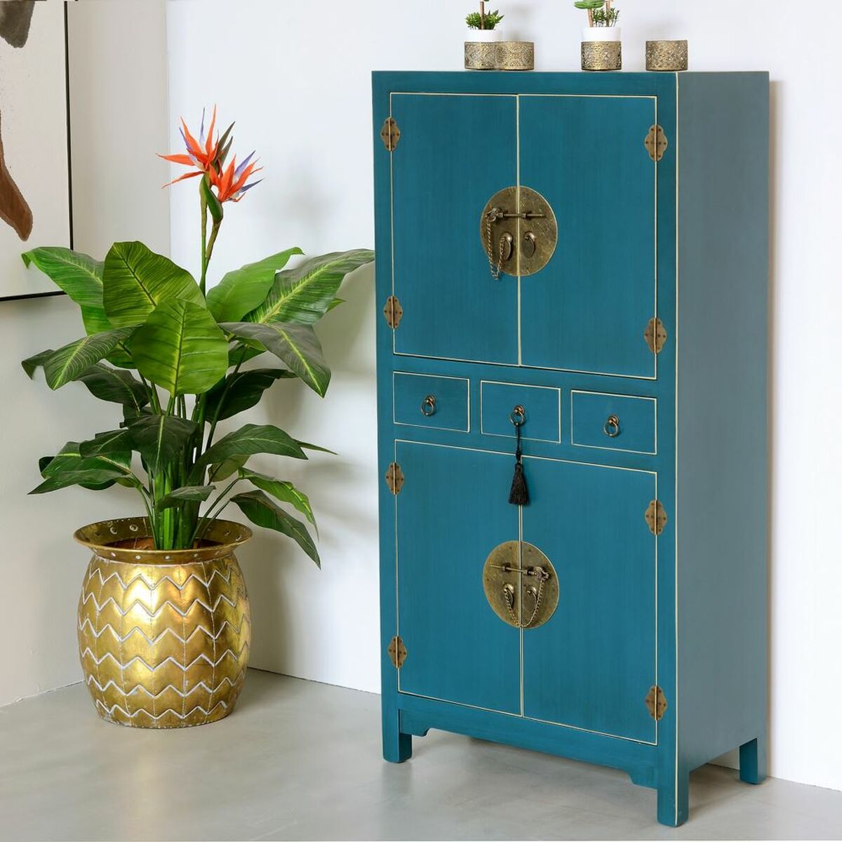 Sideboard ORIENTE 63 x 33 x 131 cm Blue DMF