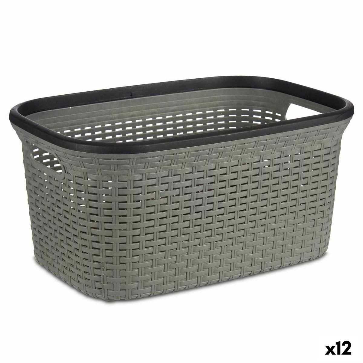 Wäschekorb Grau Kunststoff 36 L 36 x 25,5 x 53 cm (12 Stück)