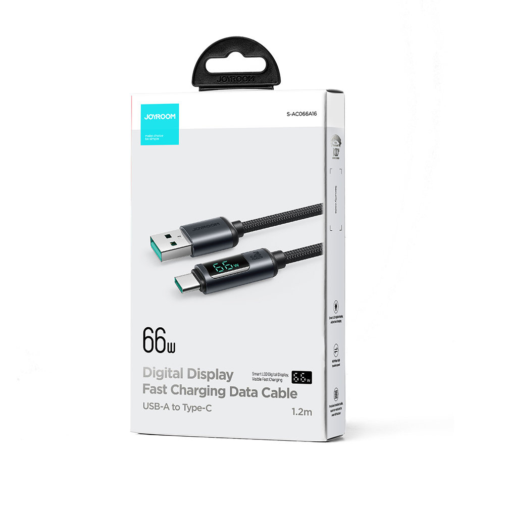 Joyroom S-AC066A16 USB-C/USB-A Cable 66W 1.2m LED display black