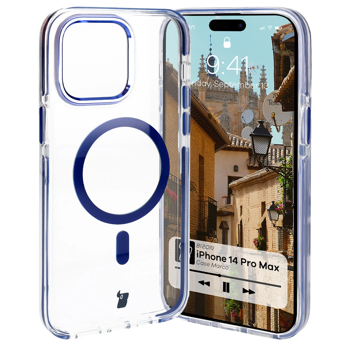 Bizon Case Marco Apple iPhone 14 Pro Max clear with blue frame