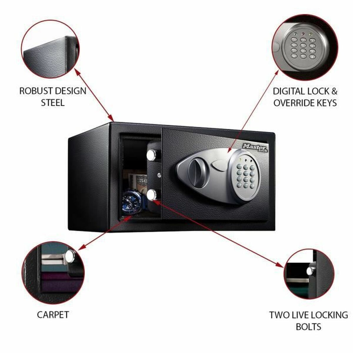 Safety-deposit box Master Lock X041ML 11,7 x 7,9 x 5 cm Black Steel Black/Grey