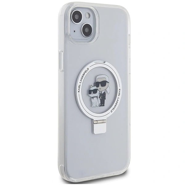 Karl Lagerfeld KLHMP15MHMRSKCH Apple iPhone 15 Plus / 14 Plus hardcase Ring Stand Karl&Choupettte MagSafe white