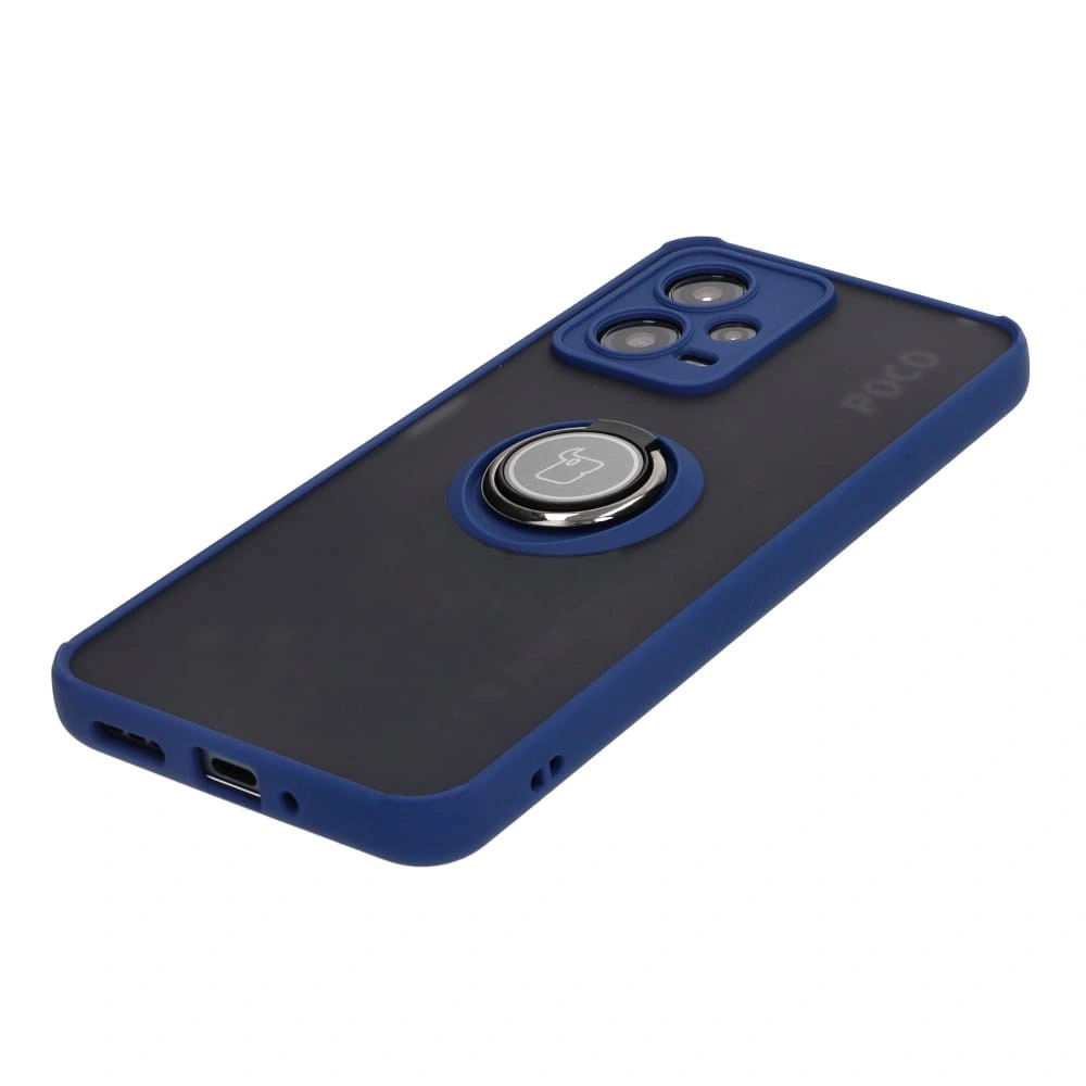 Bizon Case Hybrid Ring Xiaomi Poco X5 / Redmi Note 12 5G smoky with a navy blue frame