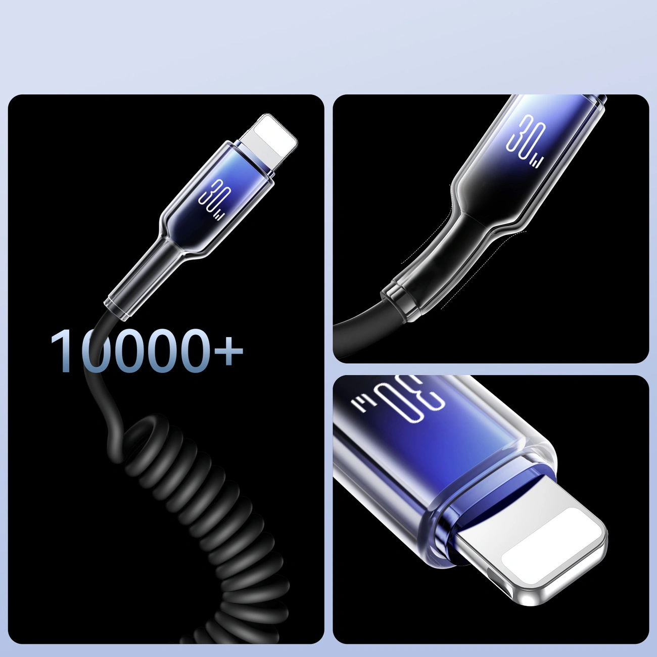 Joyroom S-A43 Crystal-Clear Series 30W spiral cable USB-C / Lightning 1.5m black