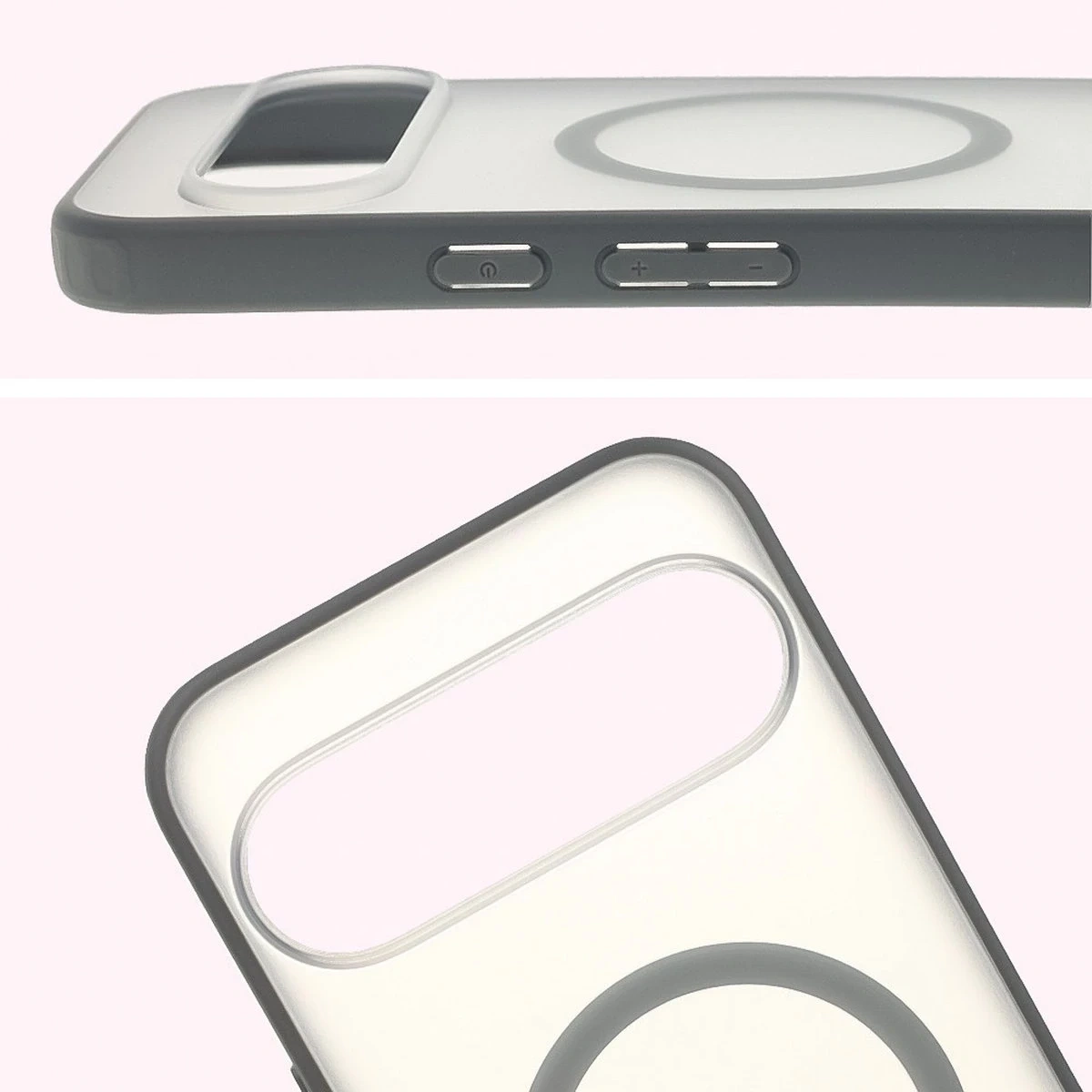 Etui z pierścieniem magnetycznym Bizon Case MatteO do Pixel 10 Pro XL przydymione-szare