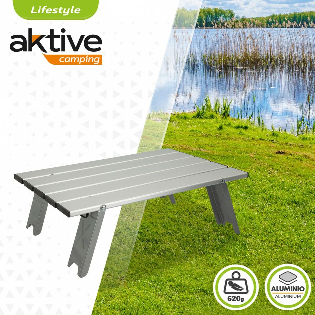 Składany stolik Aktive Srebrzysty Aluminium 40 x 13 x 28,5 cm (4 Sztuk)
