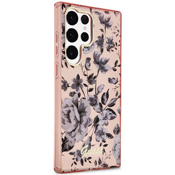 Guess GUHCS23LHCFWSP Samsung Galaxy S23 Ultra pink hardcase Flower Collection
