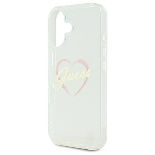 Etui Guess do Apple iPhone 16 plus hardcase IML Heart przeźroczysty
