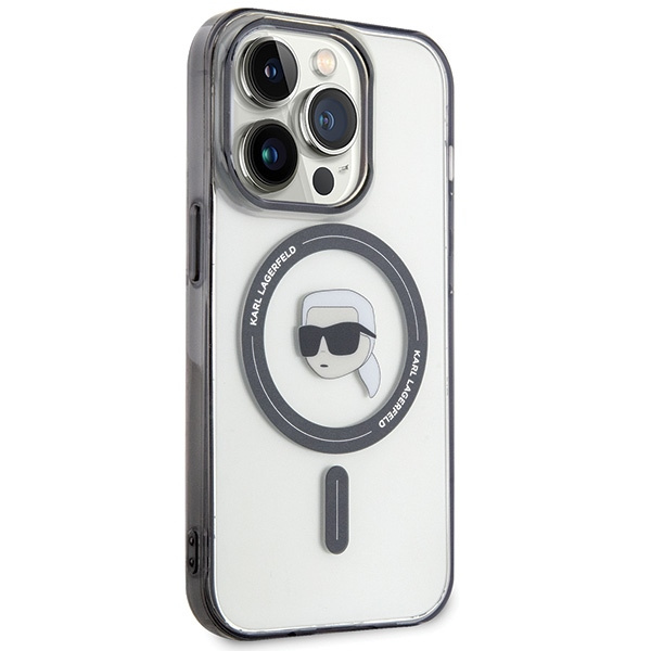 Karl Lagerfeld KLHMP15LHKHNOTK Apple iPhone 15 Pro hardcase IML Karl`s Head MagSafe transparent