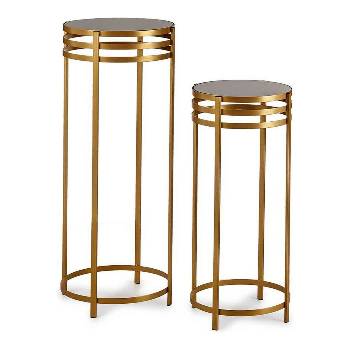 Satz mit 3 Tischen Kristall Schwarz Gold Metall (2 pcs)