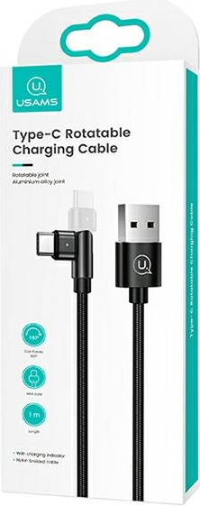 USAMS Nylon Cable Rotatable U60 2A USB-C black 1m SJ477USB01 (US-SJ477)