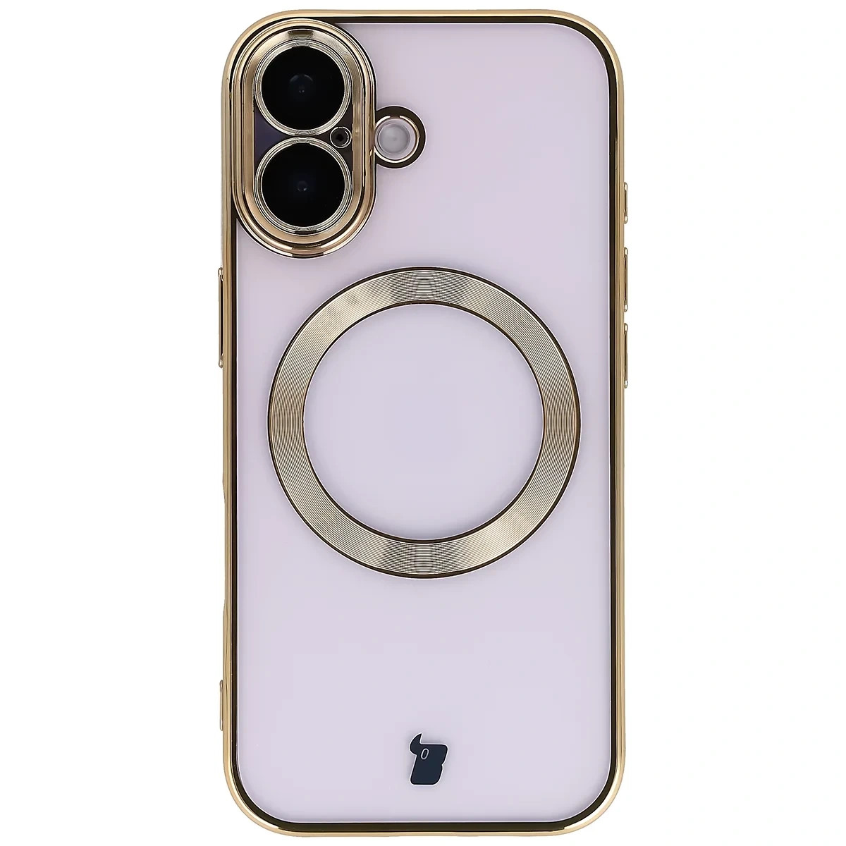 Etui z ochroną aparatu i pierścieniem magnetycznym Bizon Case GuardO do Apple iPhone 17, przezroczysto-złote