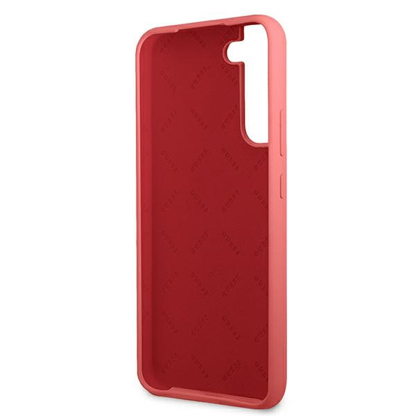 Guess GUHCS22MLSLMGFU Samsung Galaxy S22+ Plus fuchsia hardcase Silicone Script Metal Logo