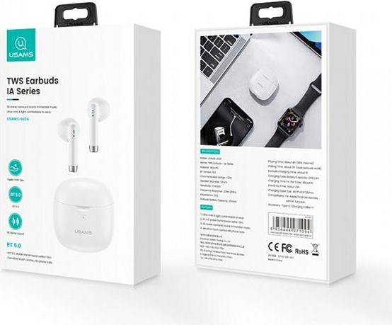USAMS Earphones Bluetooth 5.0 TWS IA series white BHUIA02