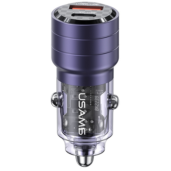 USAMS C36 Car Charger USB-A+USB-C 95W Fast Charge purple (US-CC176)