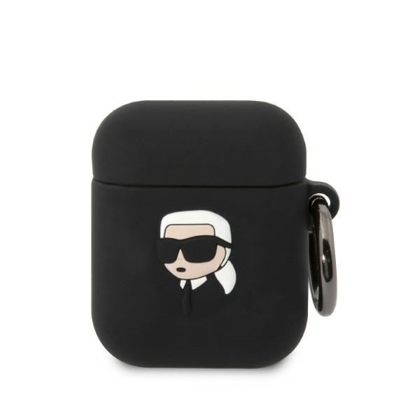 Karl Lagerfeld KLA2RUNIKK Apple AirPods 2/1 cover black Silicone Karl Head 3D