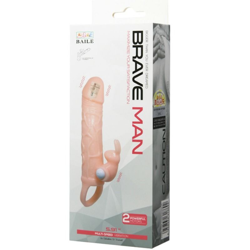 BRAVE MAN PENIS COVER WITH RABBIT AND DOUBLE ENGINE FLESH 16.5 CM