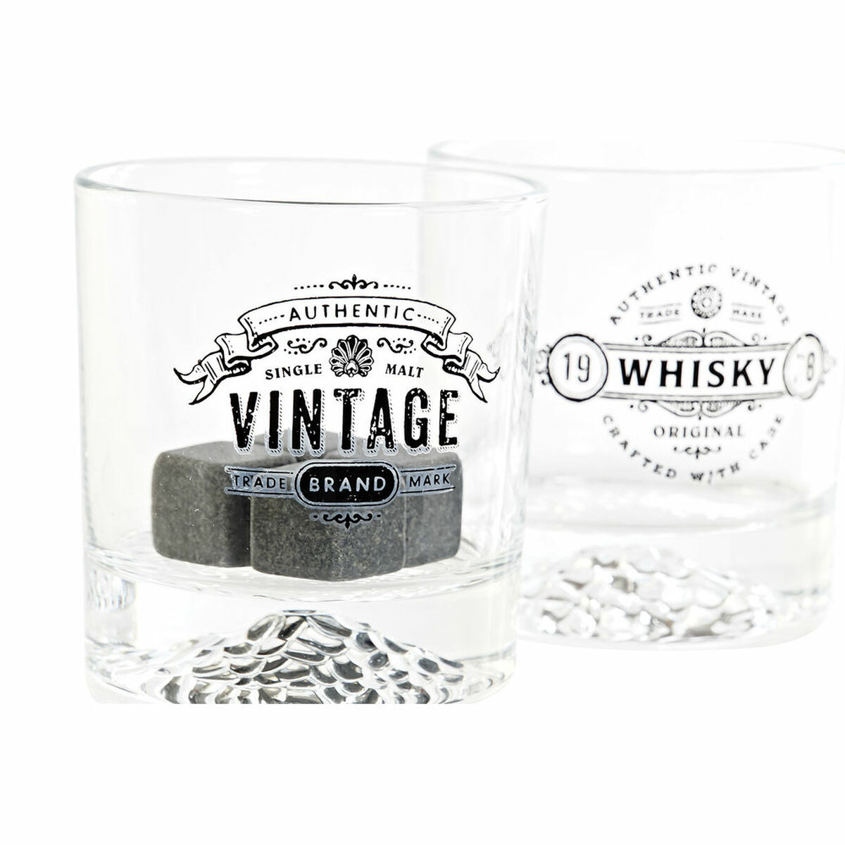Set of glasses DKD Home Decor Crystal Transparent Dark grey Stone 320 ml 6 Pieces