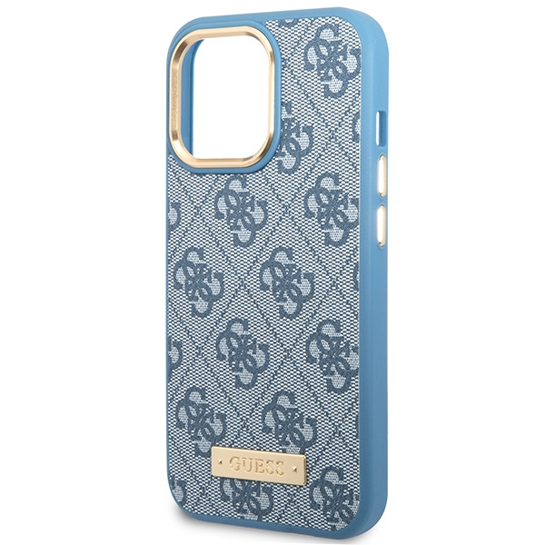 Guess GUHMP14LU4GPRB Apple iPhone 14 Pro blue hard case 4G Logo Plate MagSafe