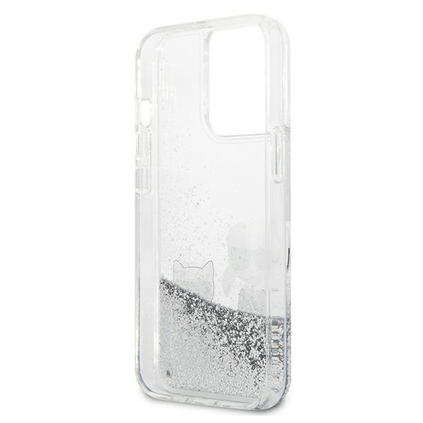 Karl Lagerfeld KLHCP13XGKCS Apple iPhone 13 Pro Max silver hardcase Liquid Glitter Karl&Choupette