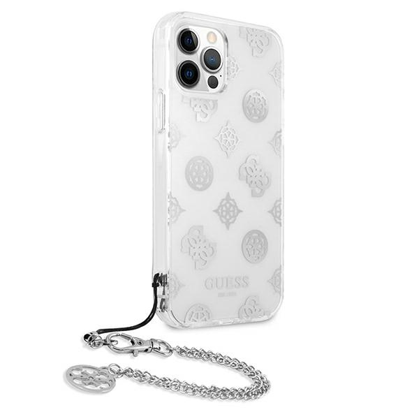 Guess GUHCP12LKSPESI Apple iPhone 12 Pro Max silver hardcase Peony Chain Collection