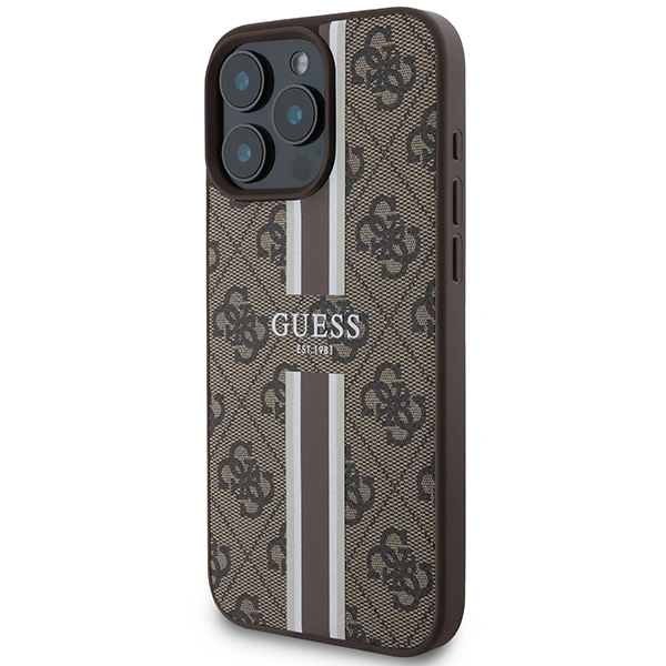 Guess GUHMP16XP4RPSW Apple iPhone 16 Pro Max hardcase 4G Printed Stripes MagSafe brown