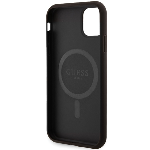 Guess GUHMN61G4GFRK Apple iPhone 11 / XR hardcase 4G Collection Leather Metal Logo MagSafe black