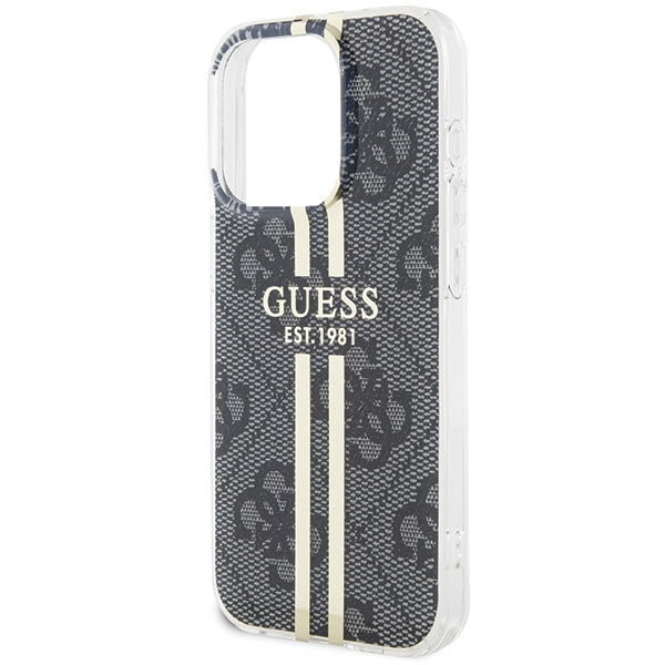 Guess GUHCP15LH4PSEGK Apple iPhone 15 Pro hardcase IML 4G Gold Stripe black
