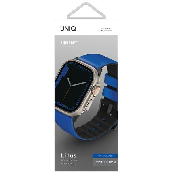 UNIQ Linus Band Apple Watch 4/5/6/7/SE/8/9/Ultra 44/45/49mm Airosoft Silicone blue/racing blue