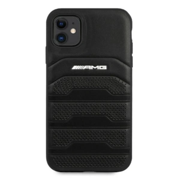 AMG AMHCN61GSEBK Apple iPhone 11 / XR hardcase Leather Debossed Lines black