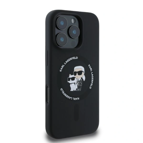 Case Karl Lagerfeld KLHMP16XSCMKCRHK Apple iPhone 16 Pro Max hardcase Silicone Karl&Choupette Heads Ring MagSafe black