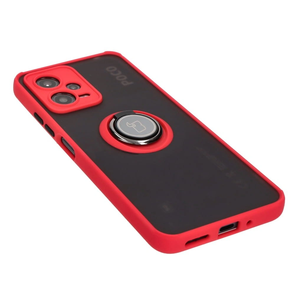 Bizon Case Hybrid Ring Xiaomi Poco X5 / Redmi Note 12 5G smoky with a red frame