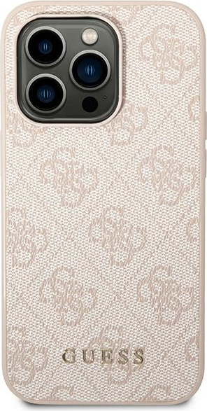 Guess GUHCP14LG4GFPI Apple iPhone 14 Pro pink hard case 4G Metal Gold Logo