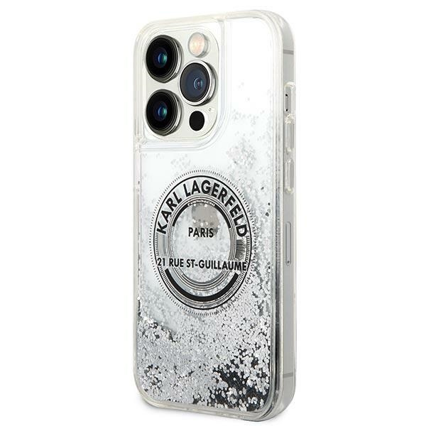 Karl Lagerfeld KLHCP14LLCRSGRS Apple iPhone 14 Pro silver hardcase Liquid Glitter RSG