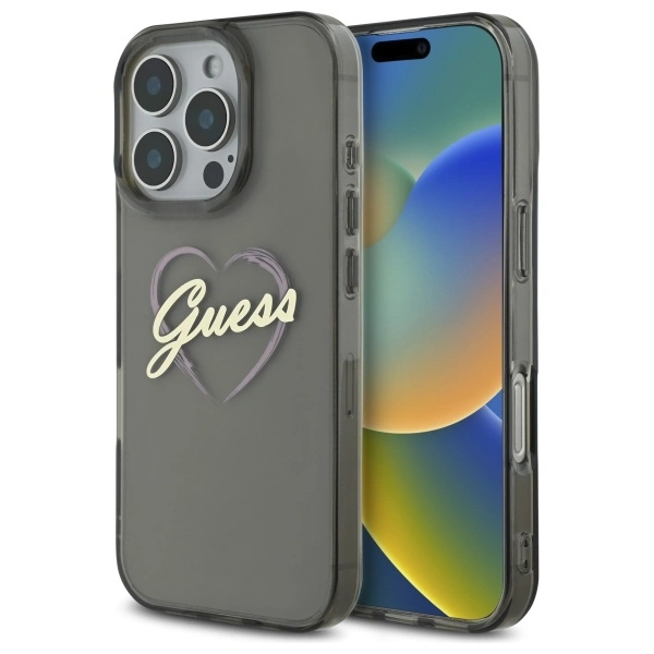 Guess GUHCP16XHCHGSPK Apple iPhone 16 Pro Max hardcase IML Heart black