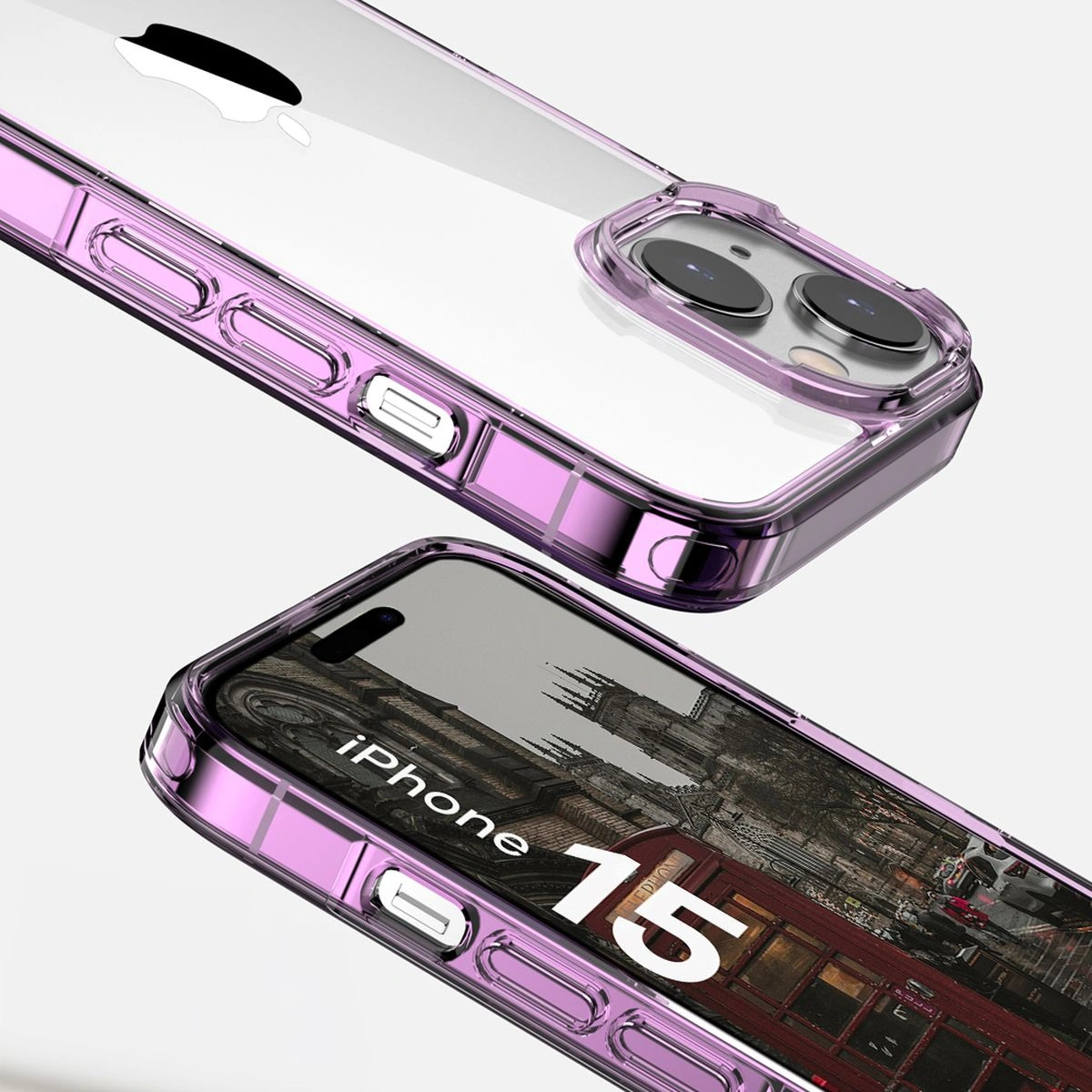 Bizon Case Halo for Apple iPhone 15 transparent-purple