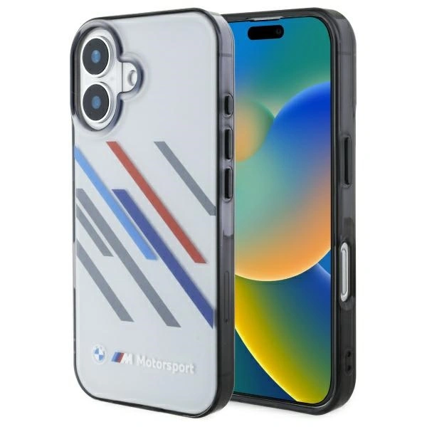 BMW BMHCP16M23HTRAG Apple iPhone 16 Plus hardcase Motorsport IML Random Stripes grey