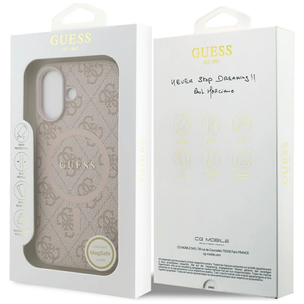 Etui Guess 4G Ring Classic Logo MagSafe do Apple iPhone 17 różowy