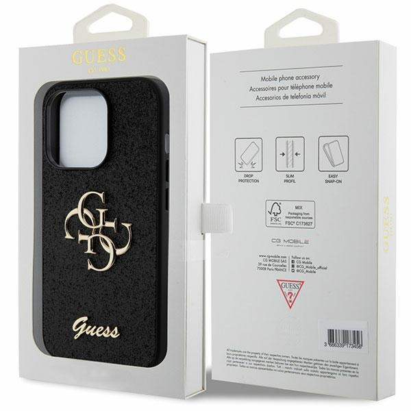 Guess GUHCP15XHG4SGK Apple iPhone 15 Pro Max hardcase Glitter Script Big 4G black
